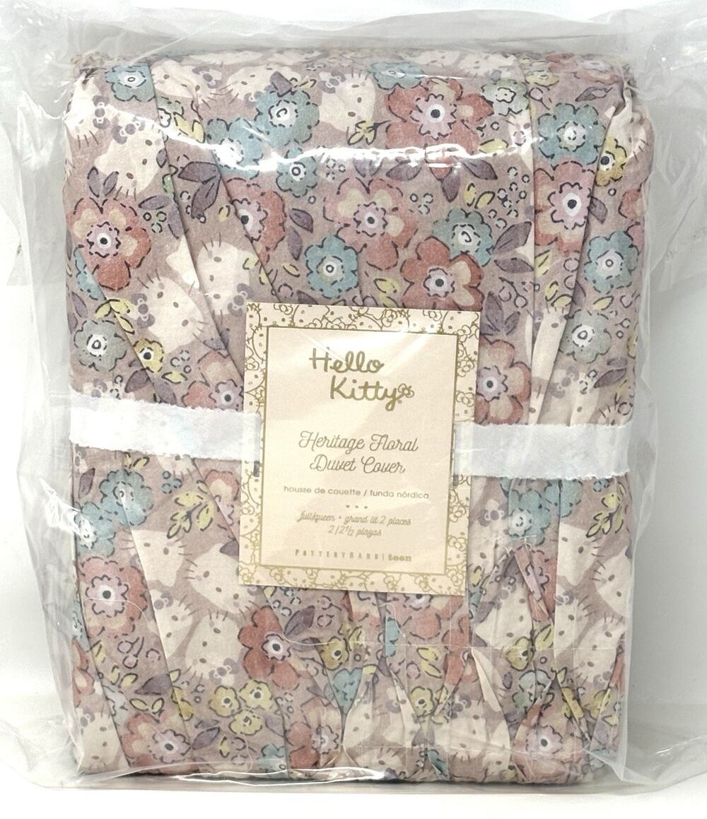 Pottery Barn Hello Kitty Heritage Floral Duvet Cover Full Queen NWT Pastels
